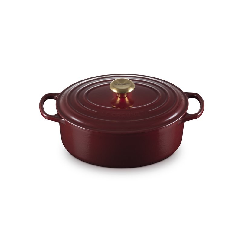 Le Creuset Cocotte ovale 29cm garnet bouton doré