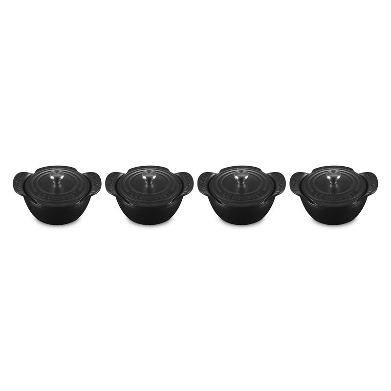 Le Creuset Set de 4 mini-cocottes collection gourmand 11cm noir mat