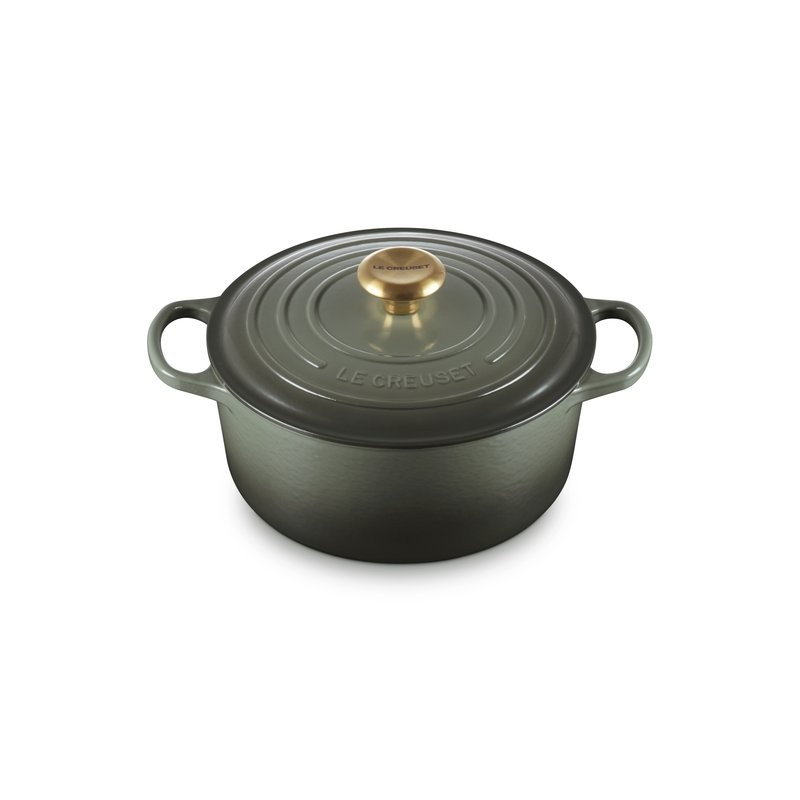 Le Creuset Cocotte ronde 24cm thym bouton doré