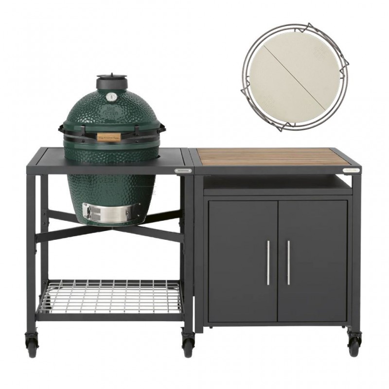 Big Green Egg Large - Table modulaire + Meuble placard (155 x 76 cm)
