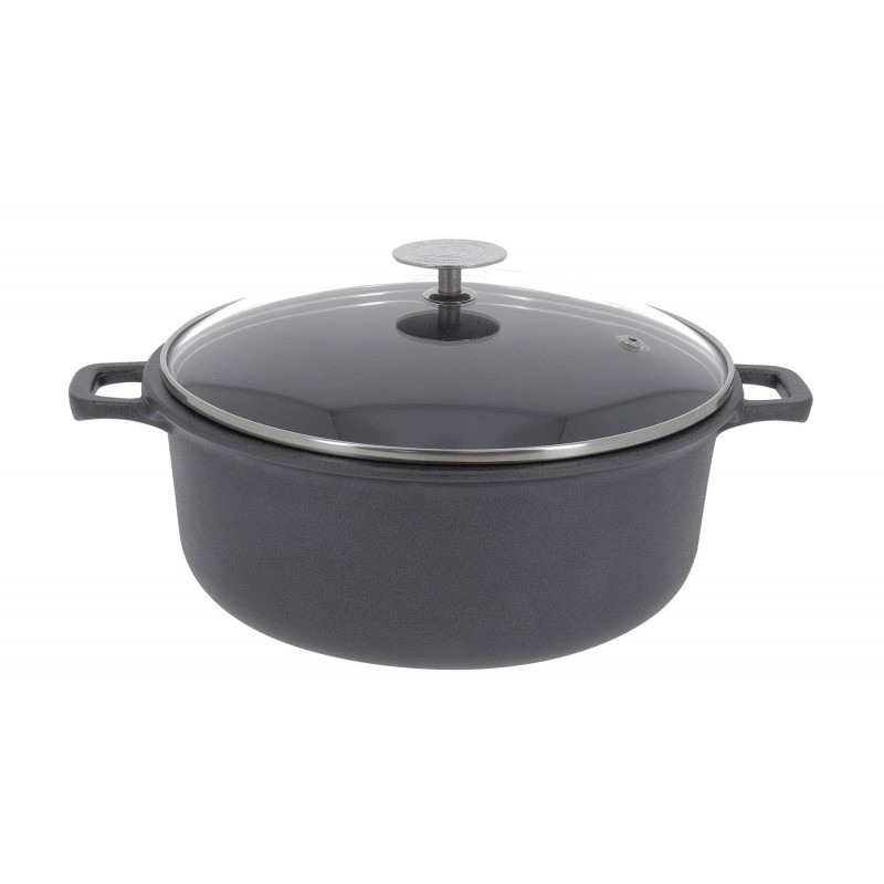De Buyer Cocotte anti-adhésive avec couvercle en verre CHOC EXTREME - 24 cm