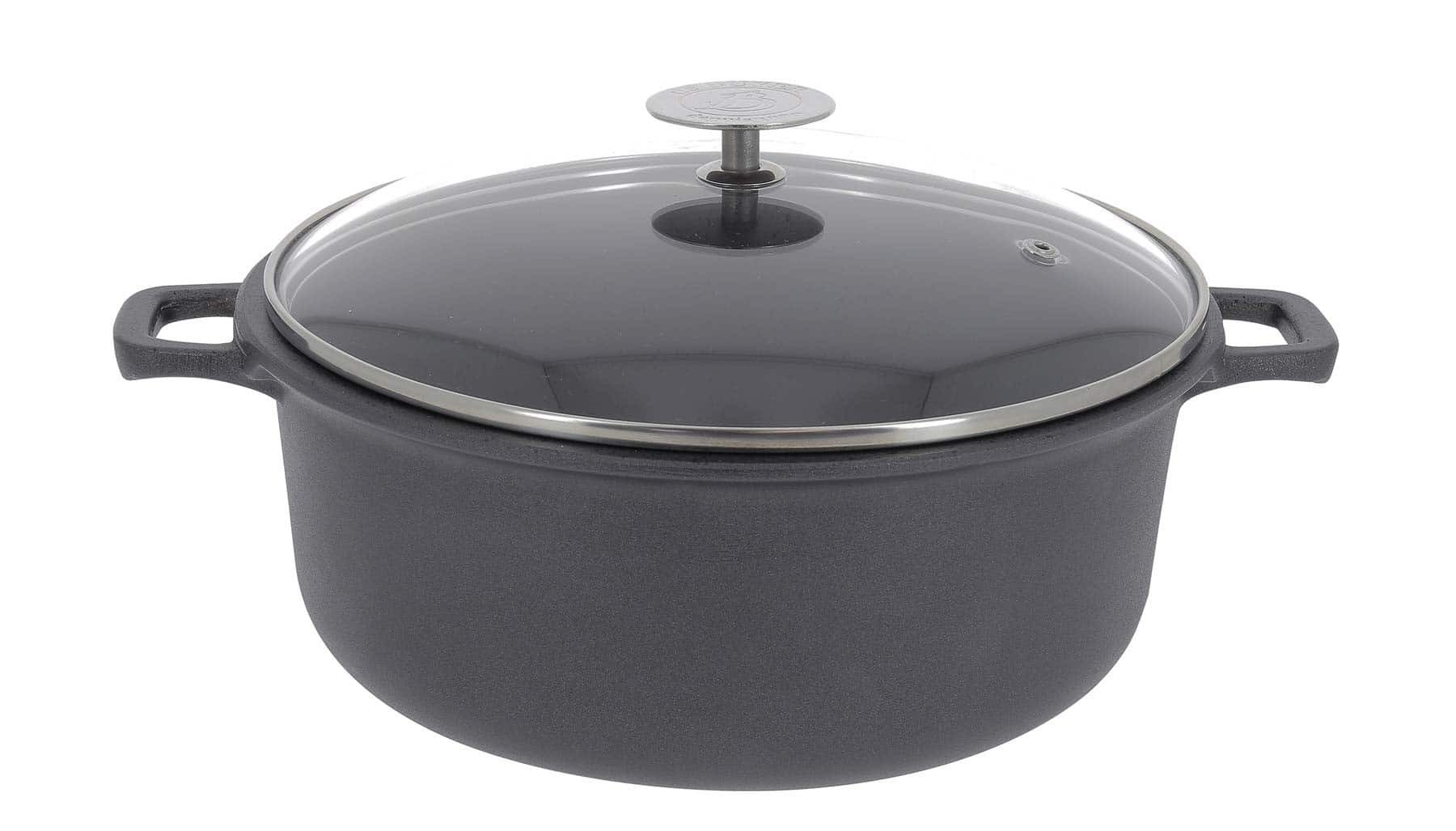 De Buyer Cocotte anti-adhésive avec couvercle en verre CHOC EXTREME - 24 cm