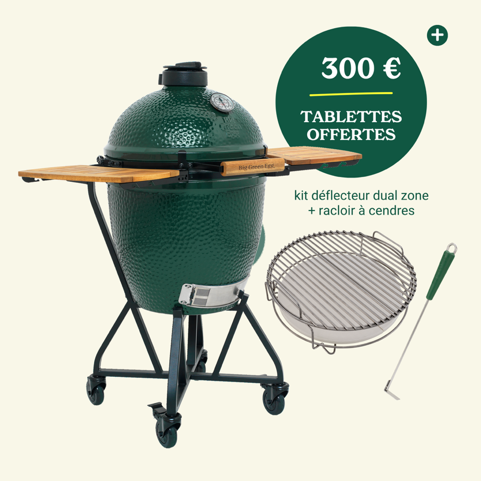 Big Green Egg Large - Avec Egg + Chariot à roulettes + Tablettes latérales + Conveggtor