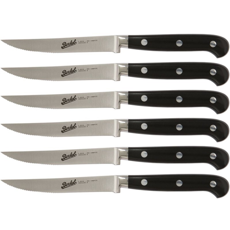 Berkel Set de 6 couteaux à steak Adhoc noir lame dentée