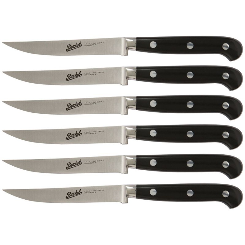 Berkel Set de 6 couteaux à steak Adhoc noir lame lisse