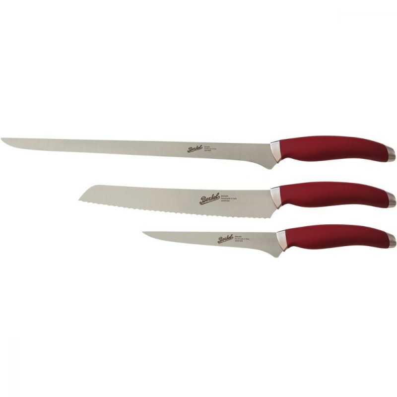 Berkel Set de 3 couteaux à jambon Teknica rouge