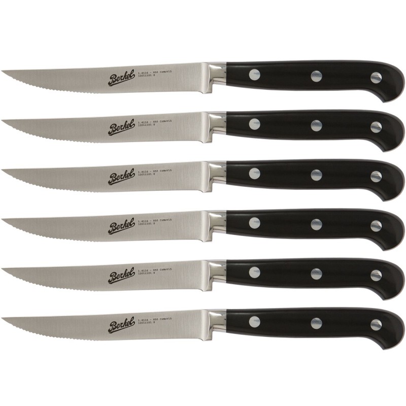 Berkel Set 6 couteaux à steak Adhoc 11 cm noir _ Lame dentelée