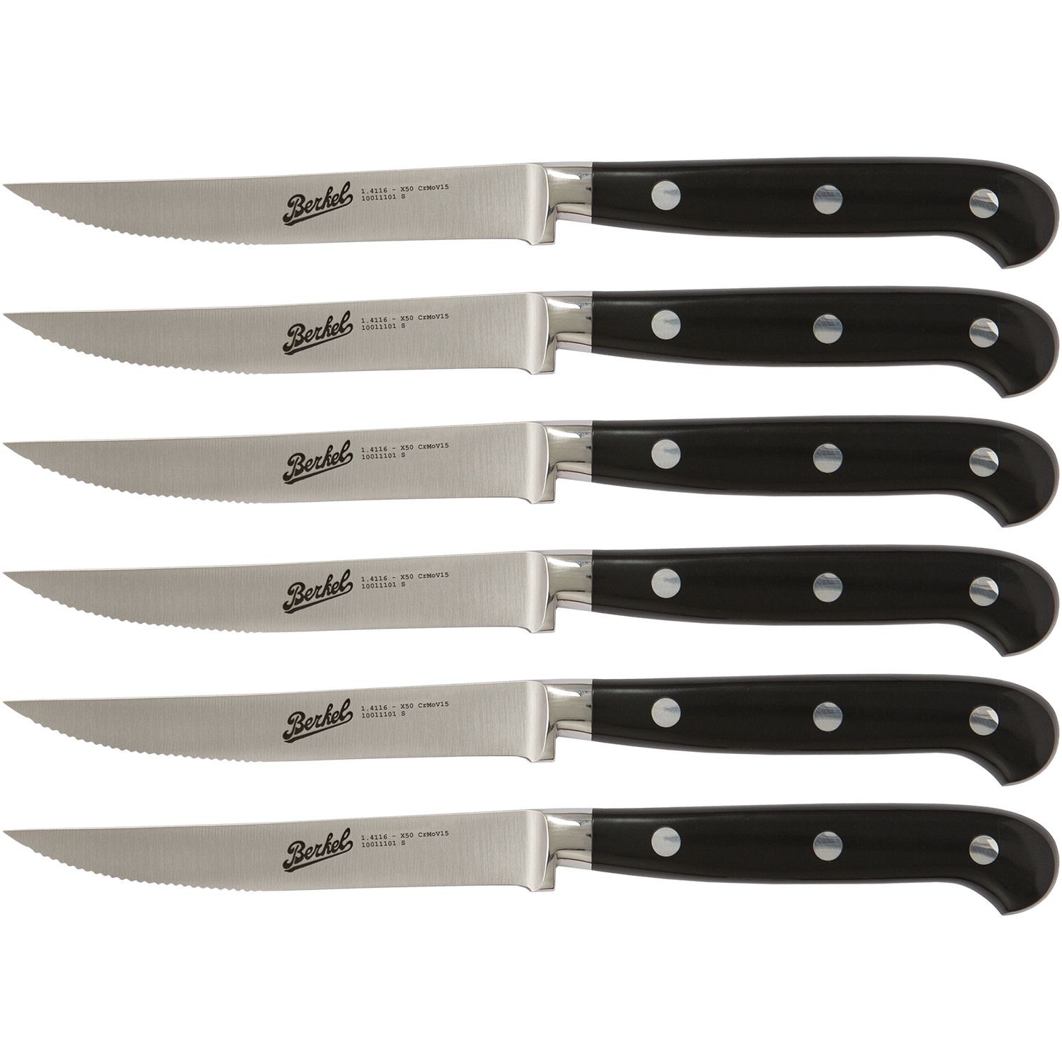 Berkel Set 6 couteaux à steak Adhoc 11 cm noir _ Lame dentelée