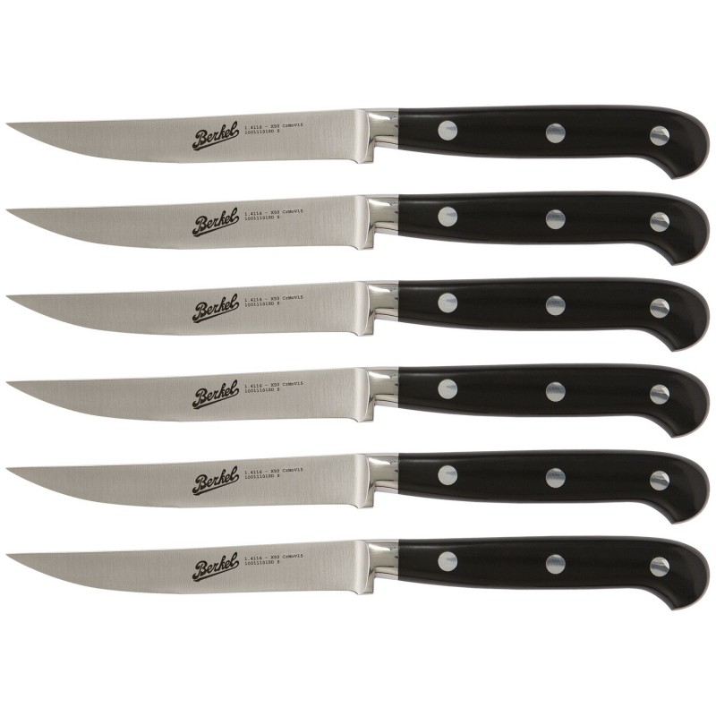 Berkel Set 6 couteaux à steak Adhoc 11 cm noir - Lame lisse