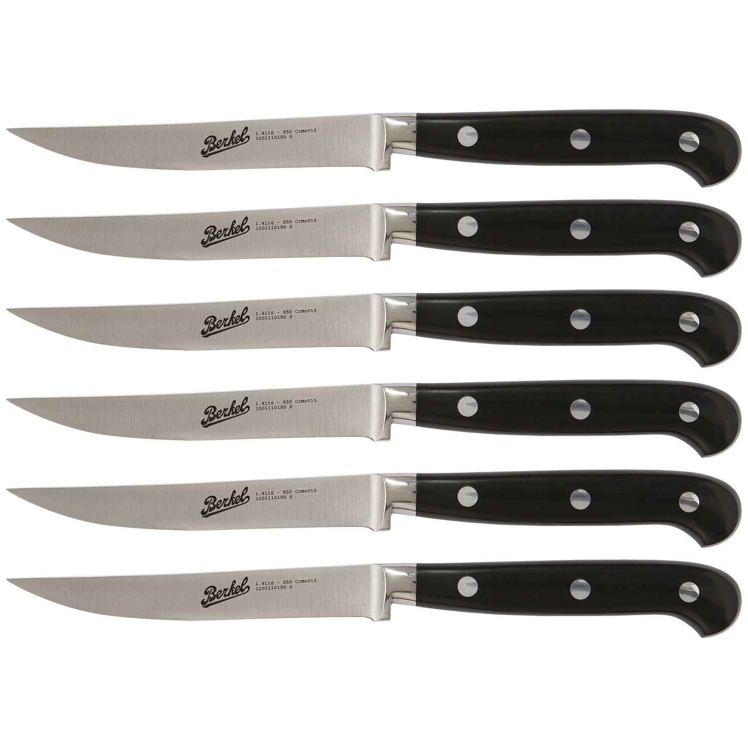 Berkel Set 6 couteaux à steak Adhoc 11 cm noir - Lame lisse