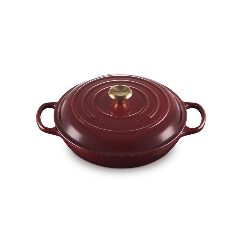 Le Creuset Faitout 30cm garnet int. sable bouton doré